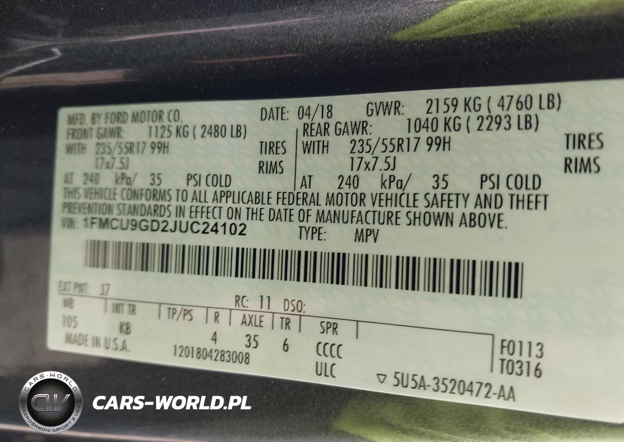 2018 Ford Escape Se VIN:1FMCU9GD2JUC24102 - 9