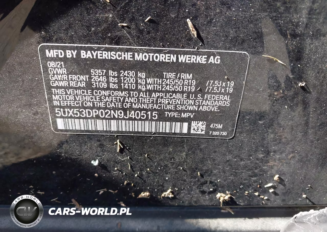 2022 BMW X3 xDrive30I VIN:5UX53DP02N9J40515 - 9