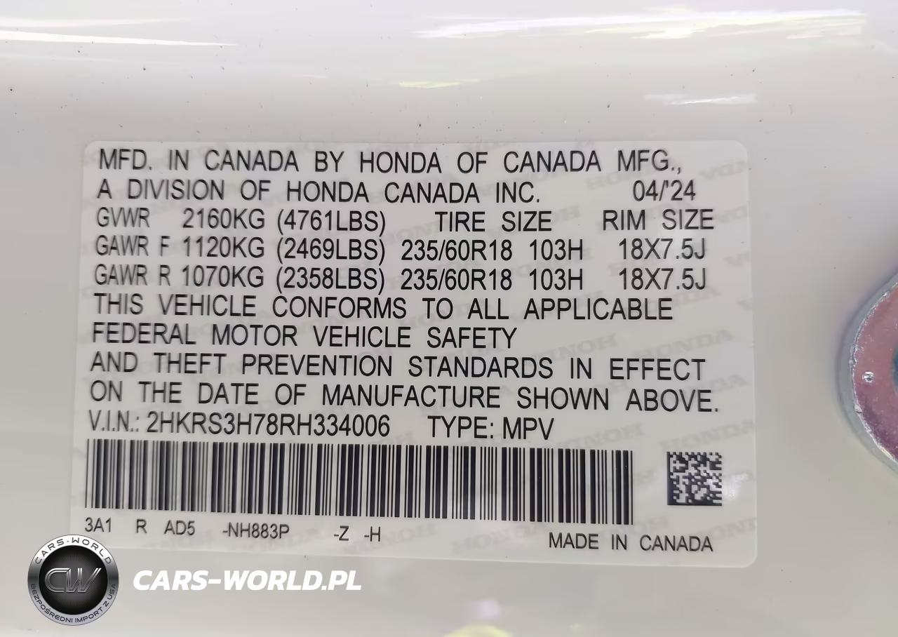 2024 Honda Cr-V Ex-L 2Wd VIN:2HKRS3H78RH334006 - 9