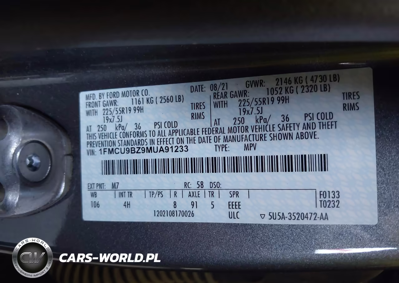 2021 Ford Escape Se Hybrid VIN:1FMCU9BZ9MUA91233 - 9