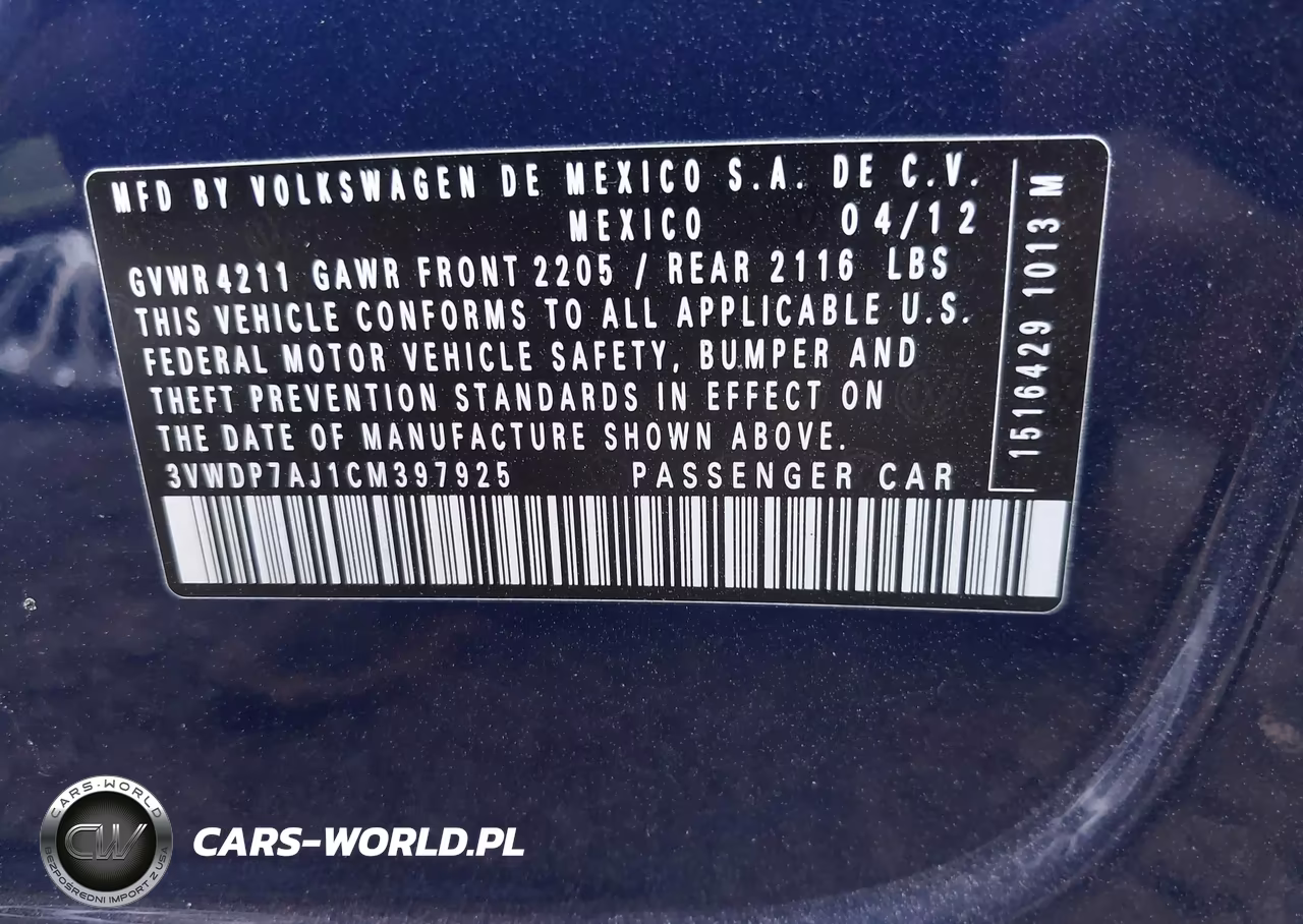 2012 Volkswagen Jetta 2.5L Se VIN:3VWDP7AJ1CM397925 - 9