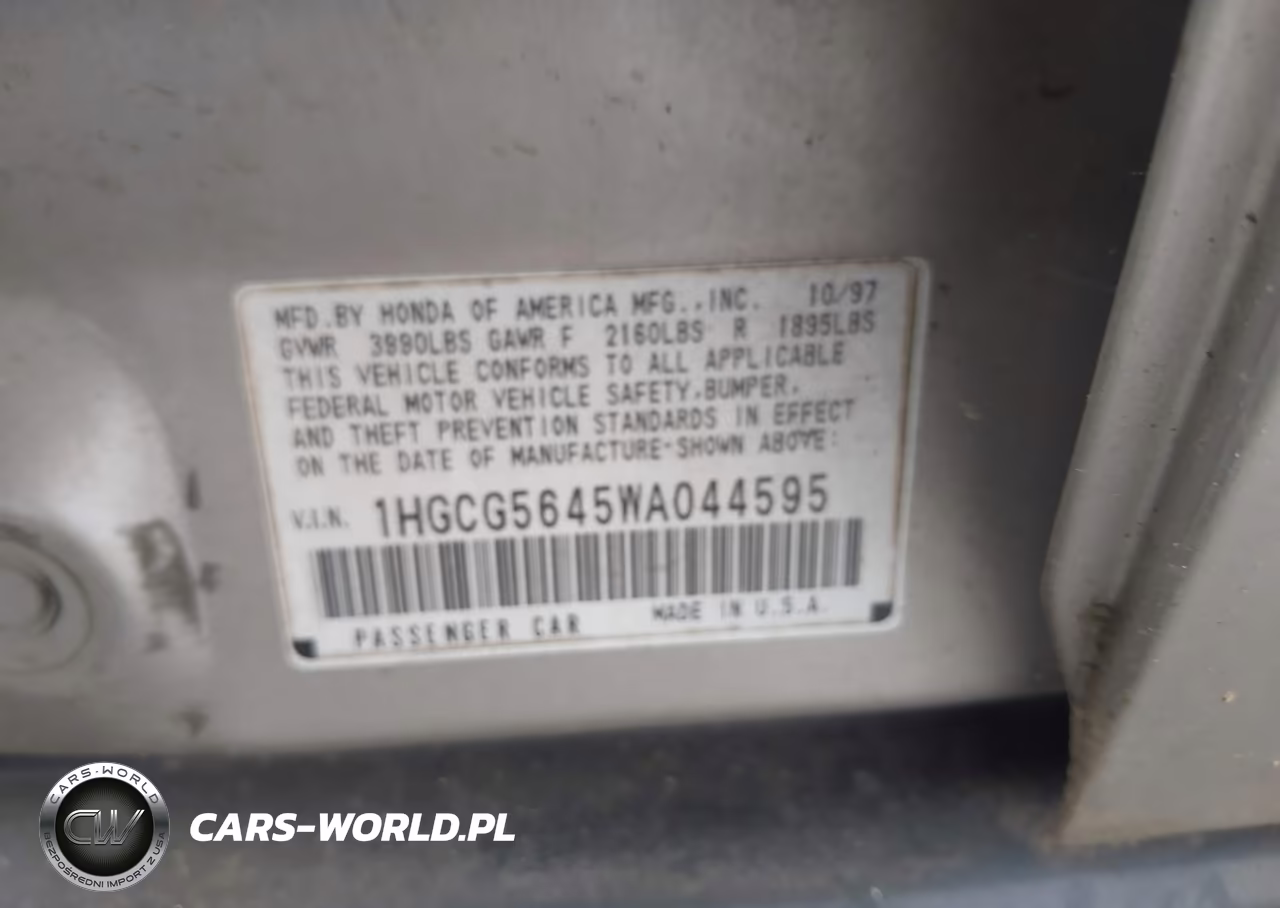 1998 Honda Accord Lx VIN:1HGCG5645WA044595 - 9