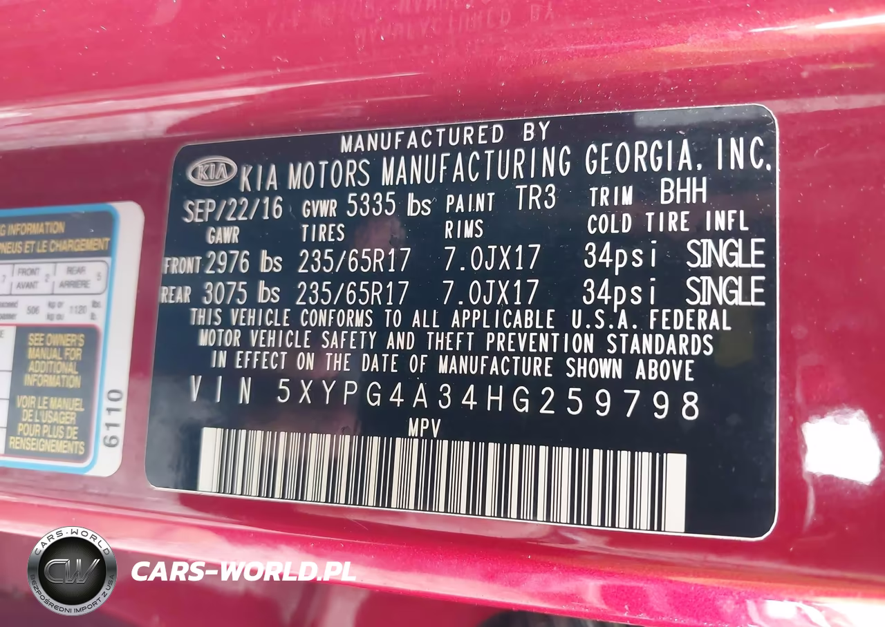 2017 Kia Sorento 2.4L Lx VIN:5XYPG4A34HG259798 - 9