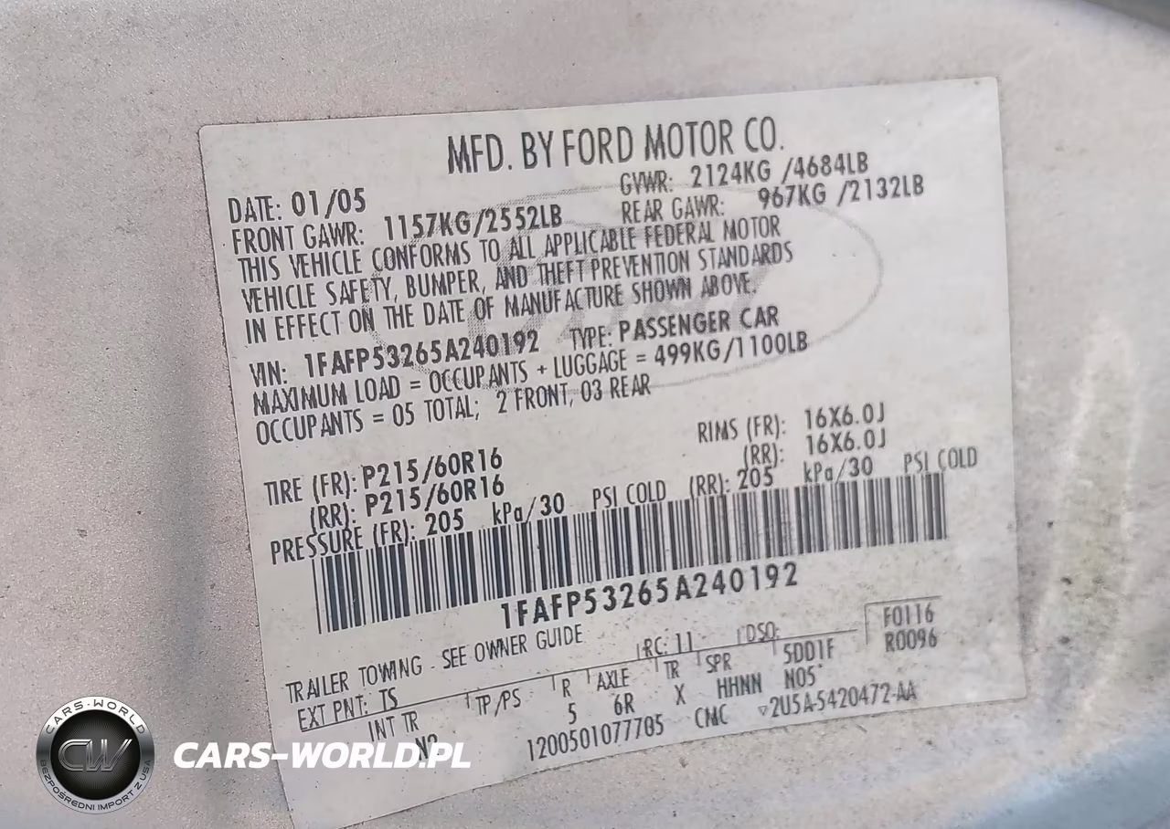 2005 Ford Taurus Se VIN:1FAFP53265A240192 - 9