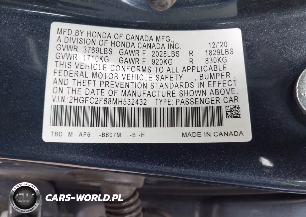 2021 Honda Civic Lx VIN:2HGFC2F68MH532432 - 9
