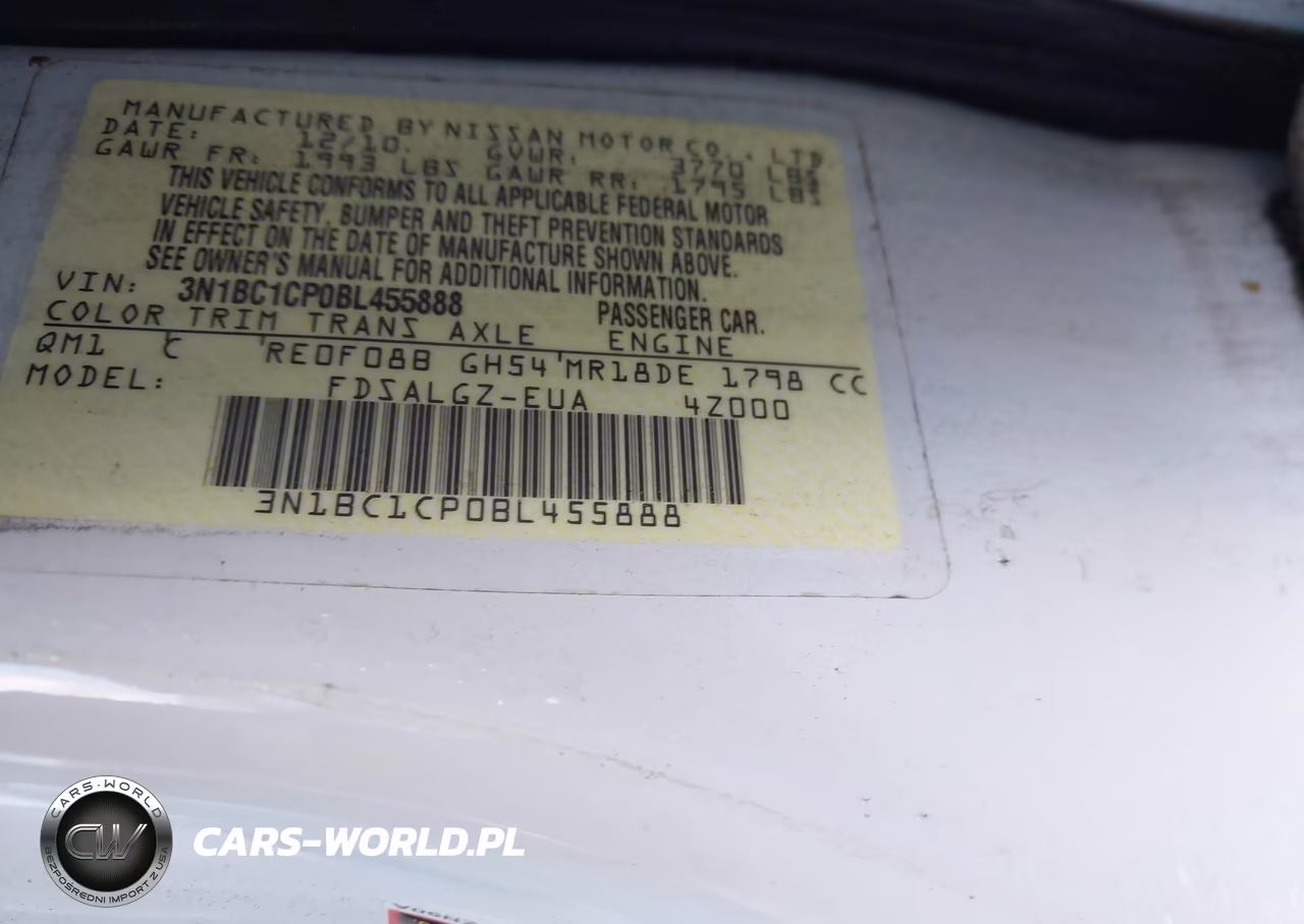 2011 Nissan Versa 1.8Sl VIN:3N1BC1CP0BL455888 - 9