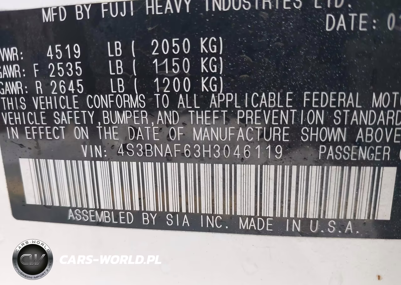 2017 Subaru Legacy 2.5I Premium VIN:4S3BNAF63H3046119 - 9