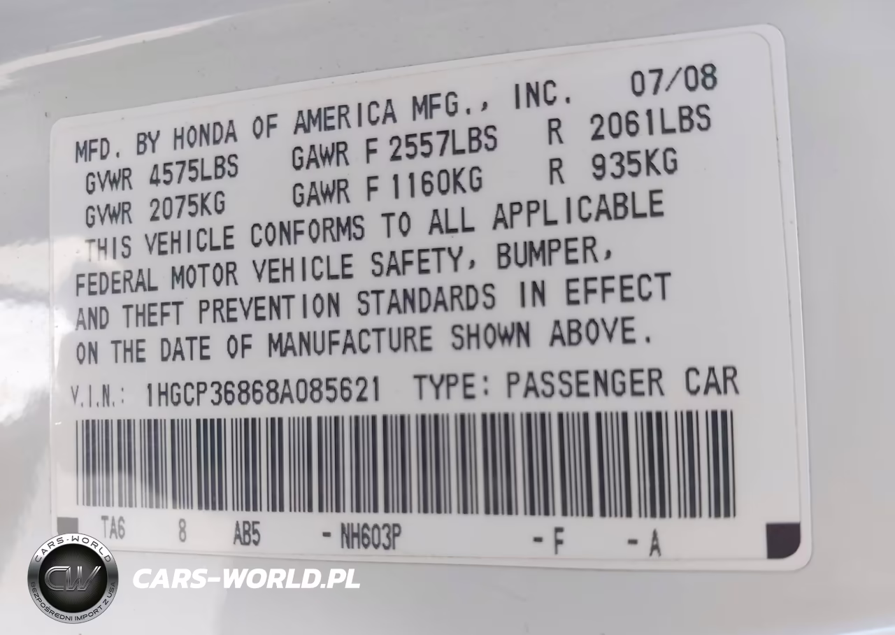 2008 Honda Accord 3.5 Ex-L VIN:1HGCP36868A085621 - 9