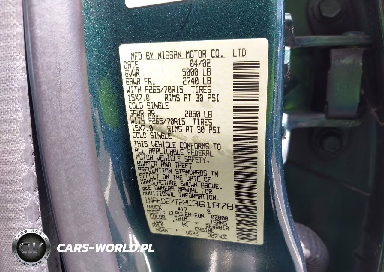 2002 Nissan Frontier Xe-V6 VIN:1N6ED27T22C361878 - 9