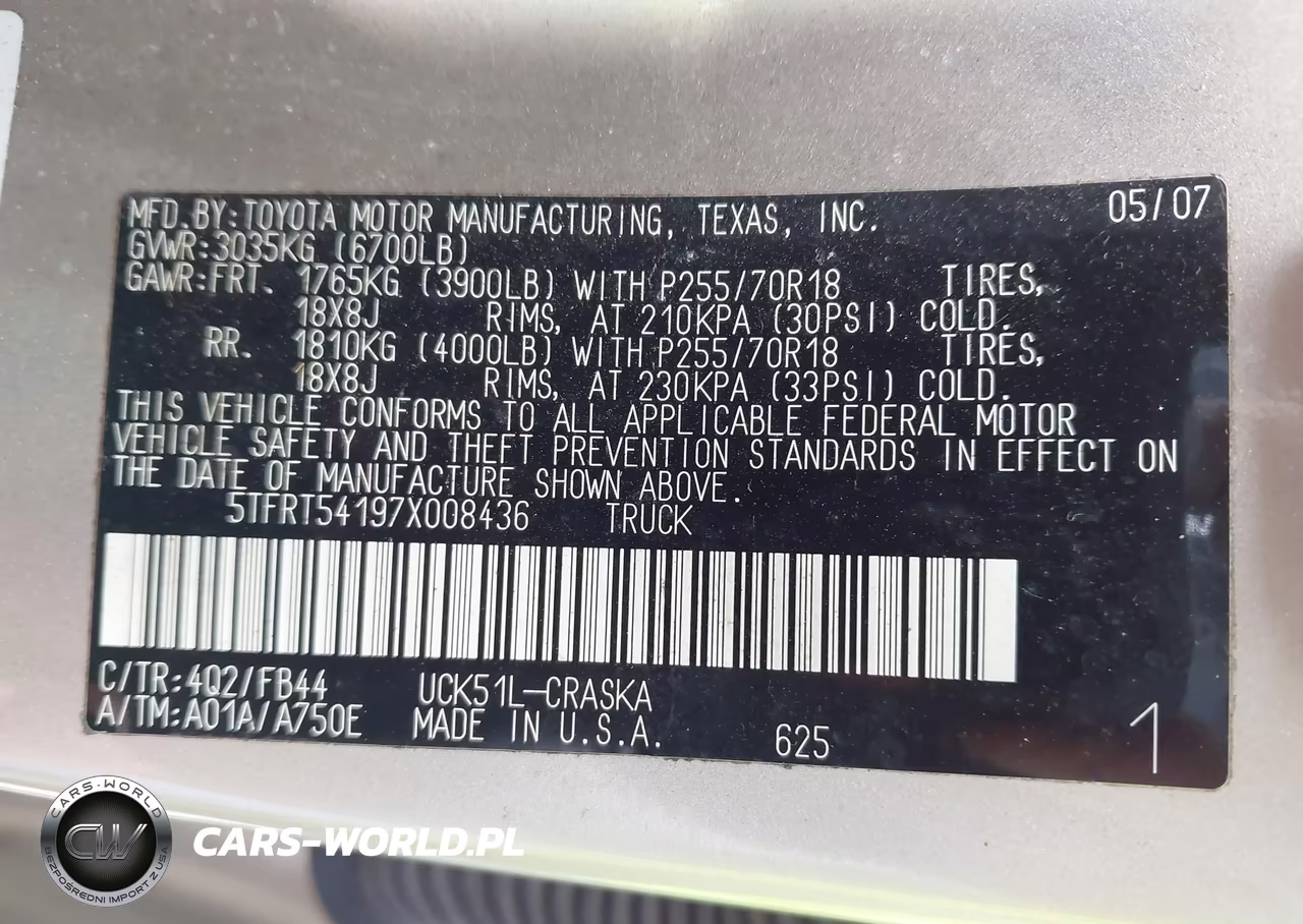 2007 Toyota Tundra Sr5 4.7L V8 VIN:5TFRT54197X008436 - 9