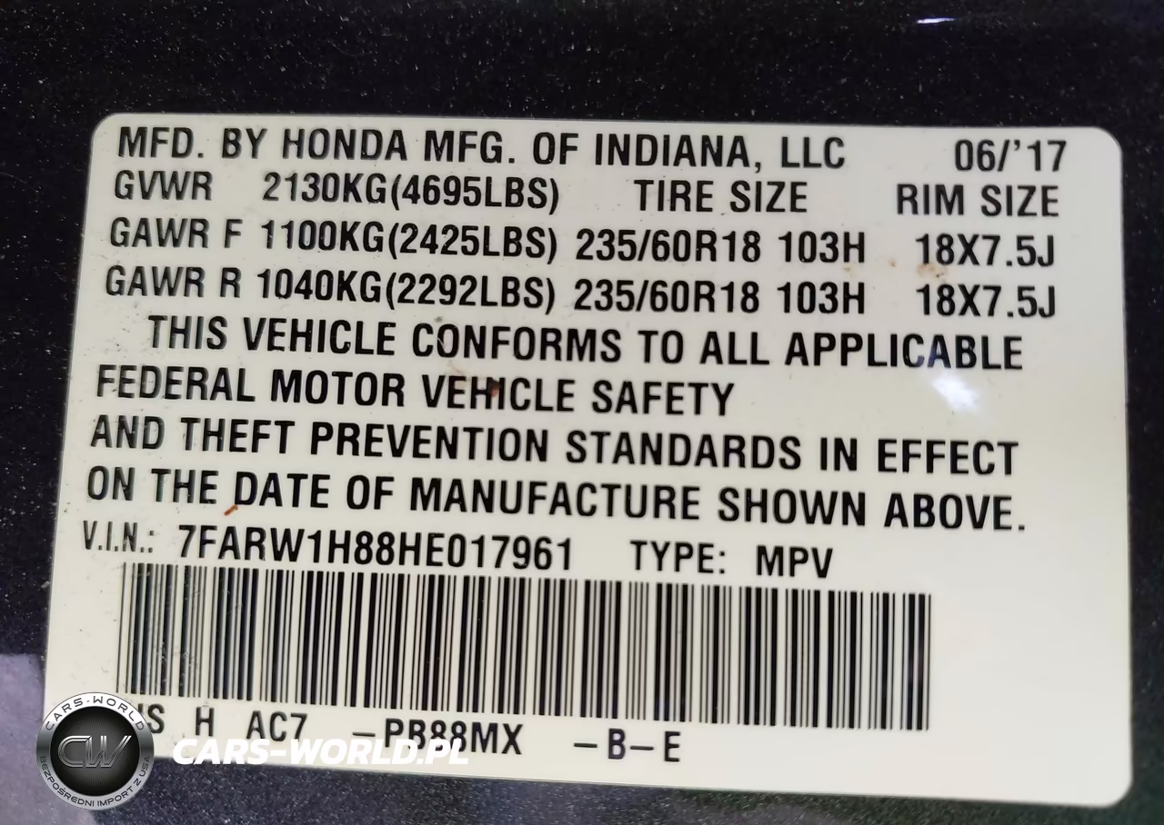 2017 Honda Cr-V Ex-L-Ex-L Navi VIN:7FARW1H88HE017961 - 9