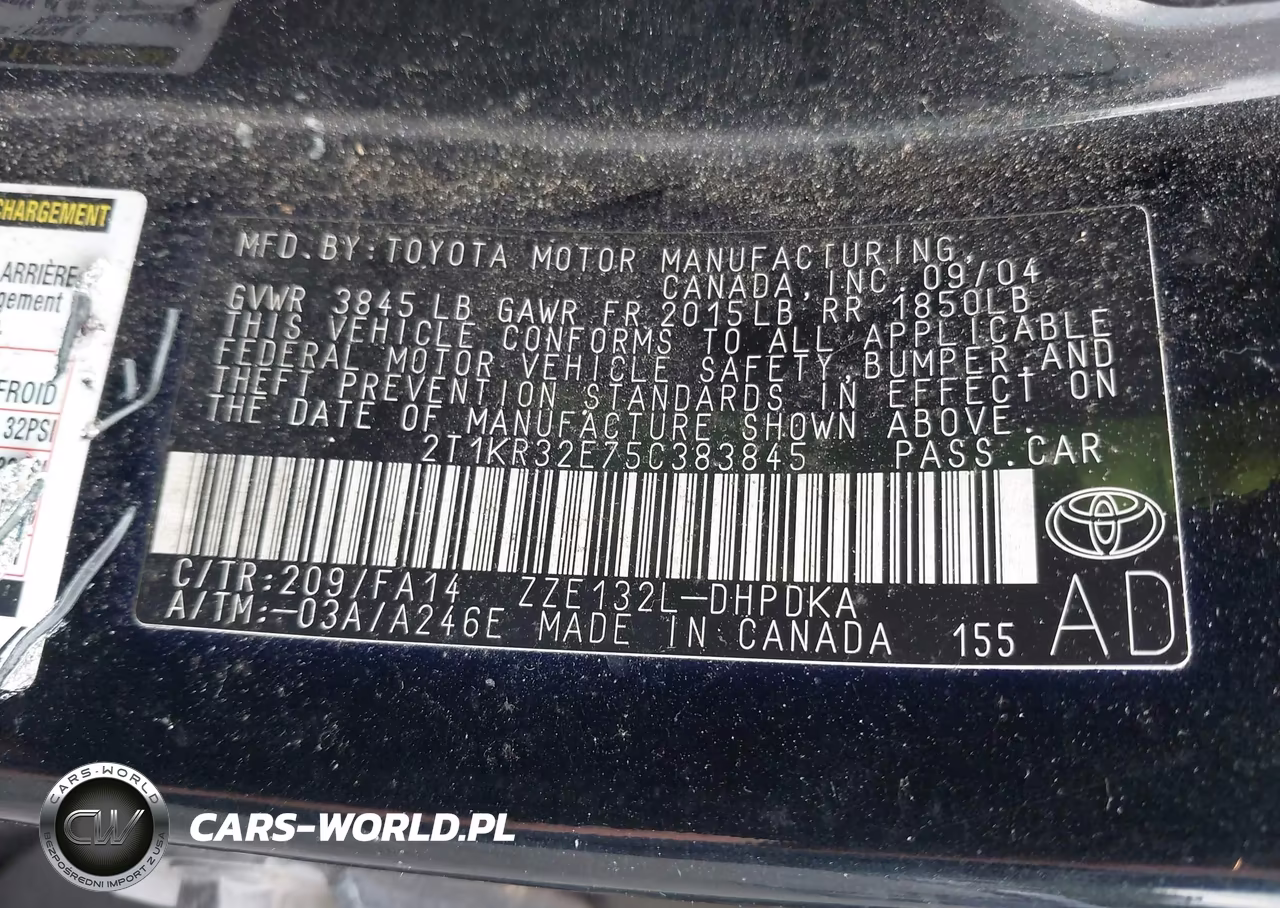 2005 Toyota Matrix VIN:2T1KR32E75C383845 - 9