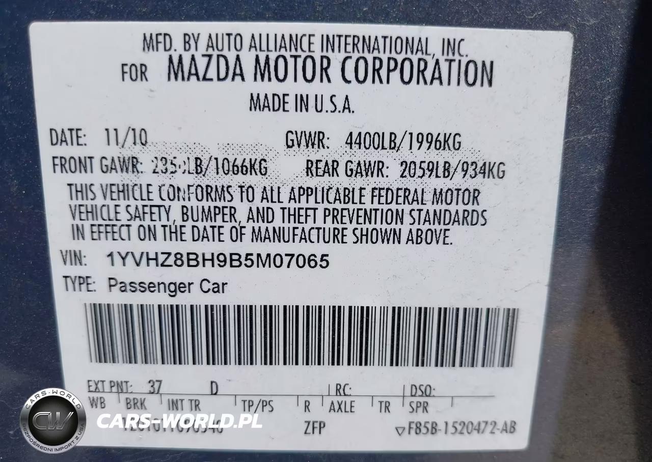 2011 Mazda Mazda6 I Sport VIN:1YVHZ8BH9B5M07065 - 9