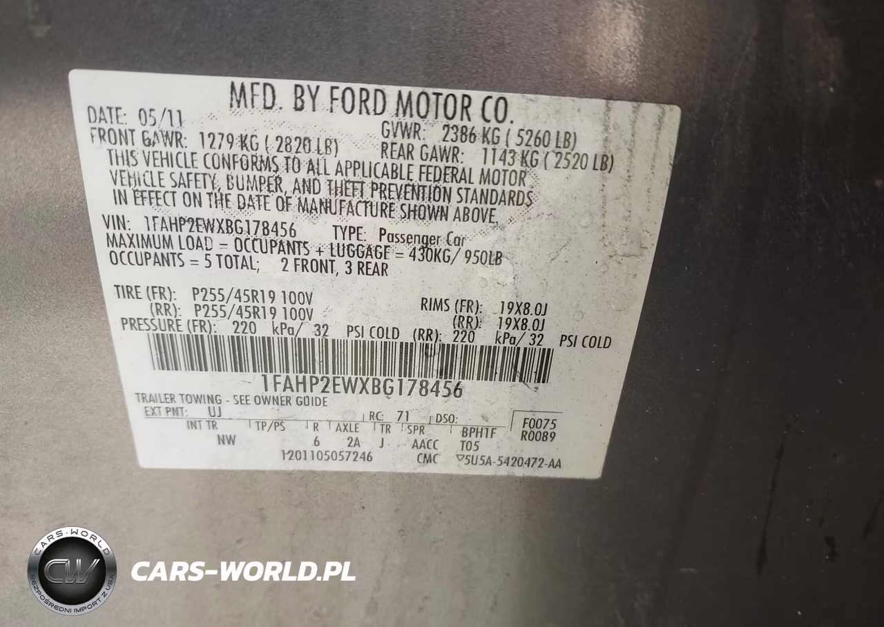 2011 Ford Taurus Sel VIN:1FAHP2EWXBG178456 - 9