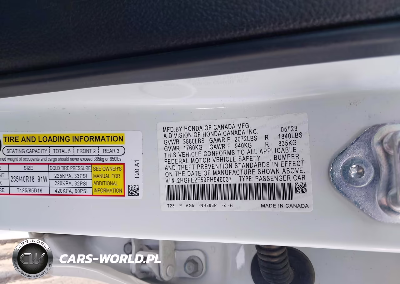 2023 Honda Civic Sport VIN:2HGFE2F59PH546037 - 9