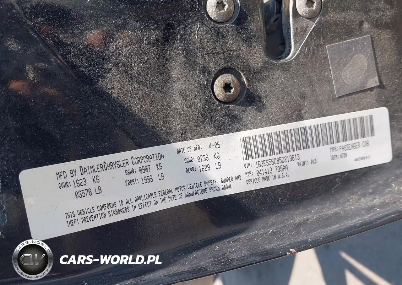 2005 Dodge Neon Sxt VIN:1B3ES56C85D213813 - 9