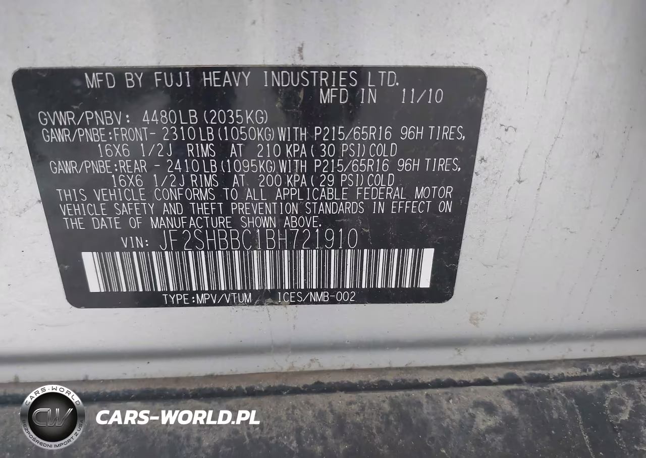2011 Subaru Forester 2.5X VIN:JF2SHBBC1BH721910 - 9
