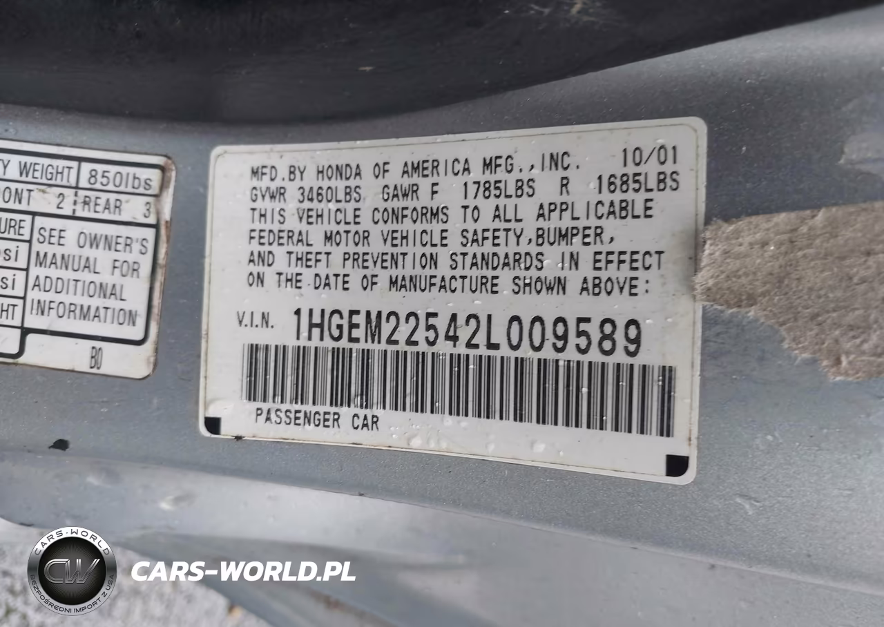 2002 Honda Civic Lx VIN:1HGEM22542L009589 - 9