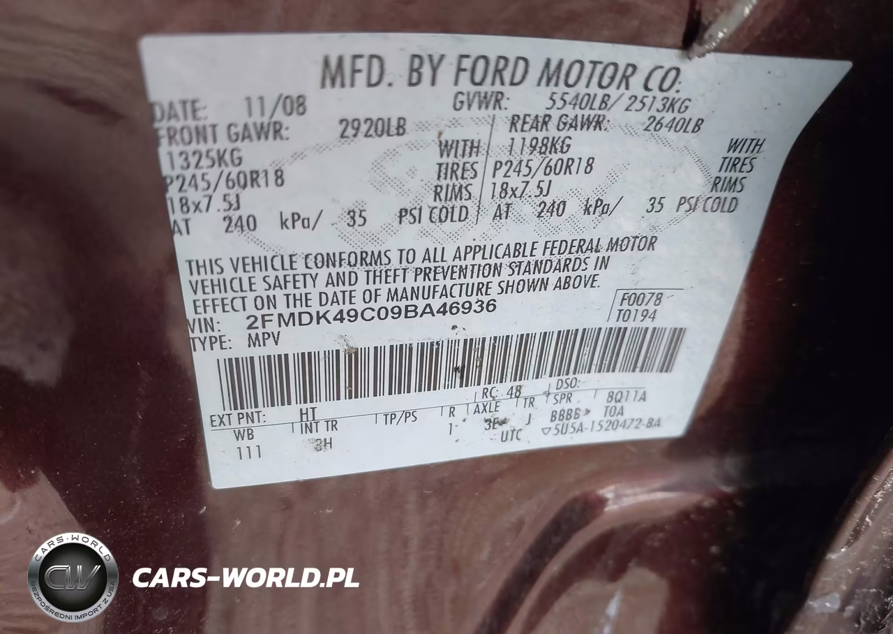 2009 Ford Edge Limited VIN:2FMDK49C09BA46936 - 9