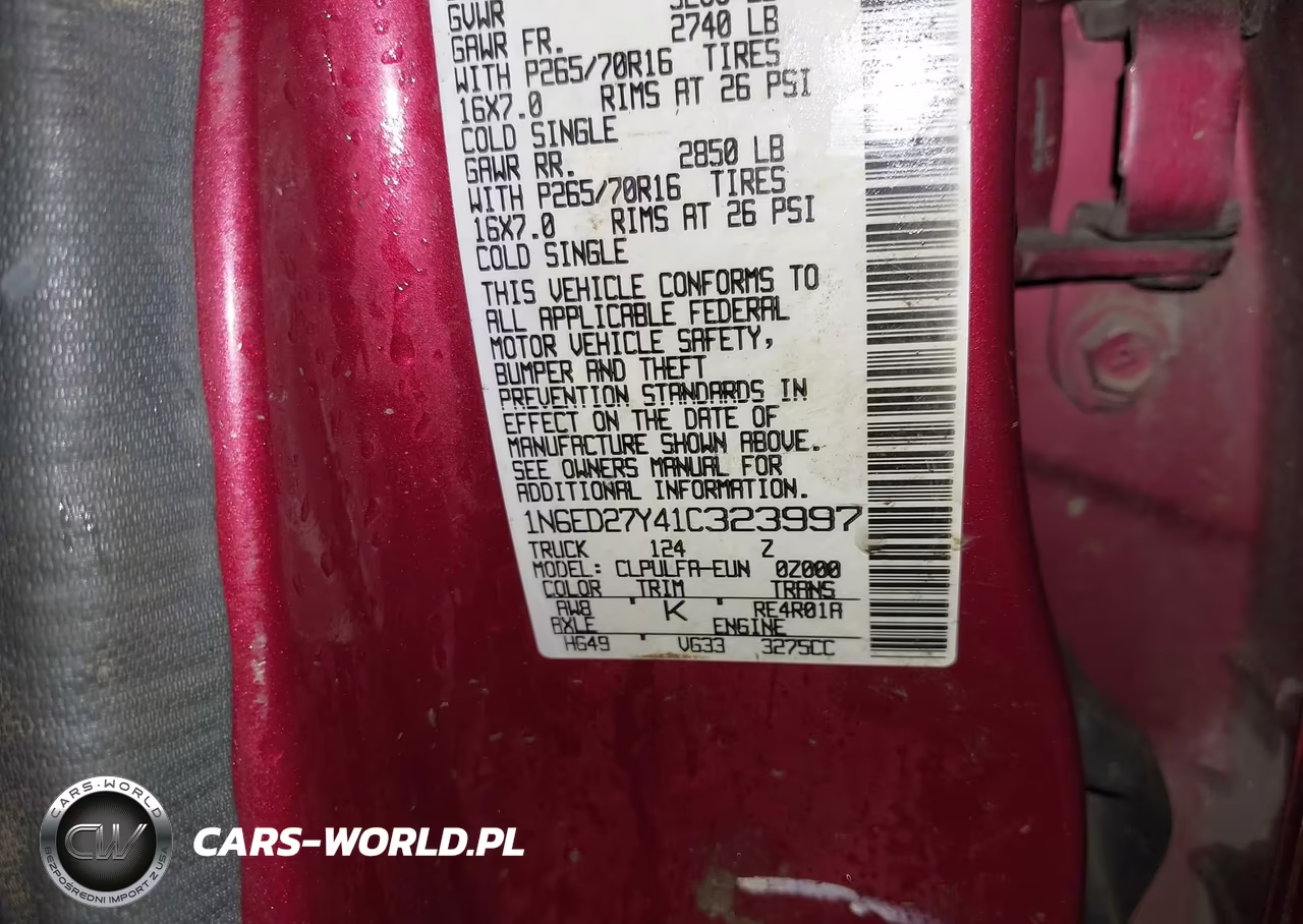 2001 Nissan Frontier Se-V6 VIN:1N6ED27Y41C323997 - 9