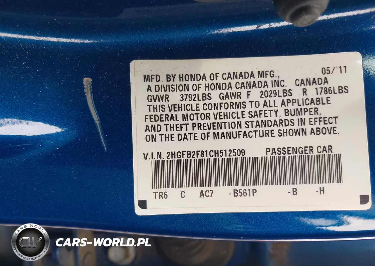 2012 Honda Civic Ex VIN:2HGFB2F81CH512509 - 9