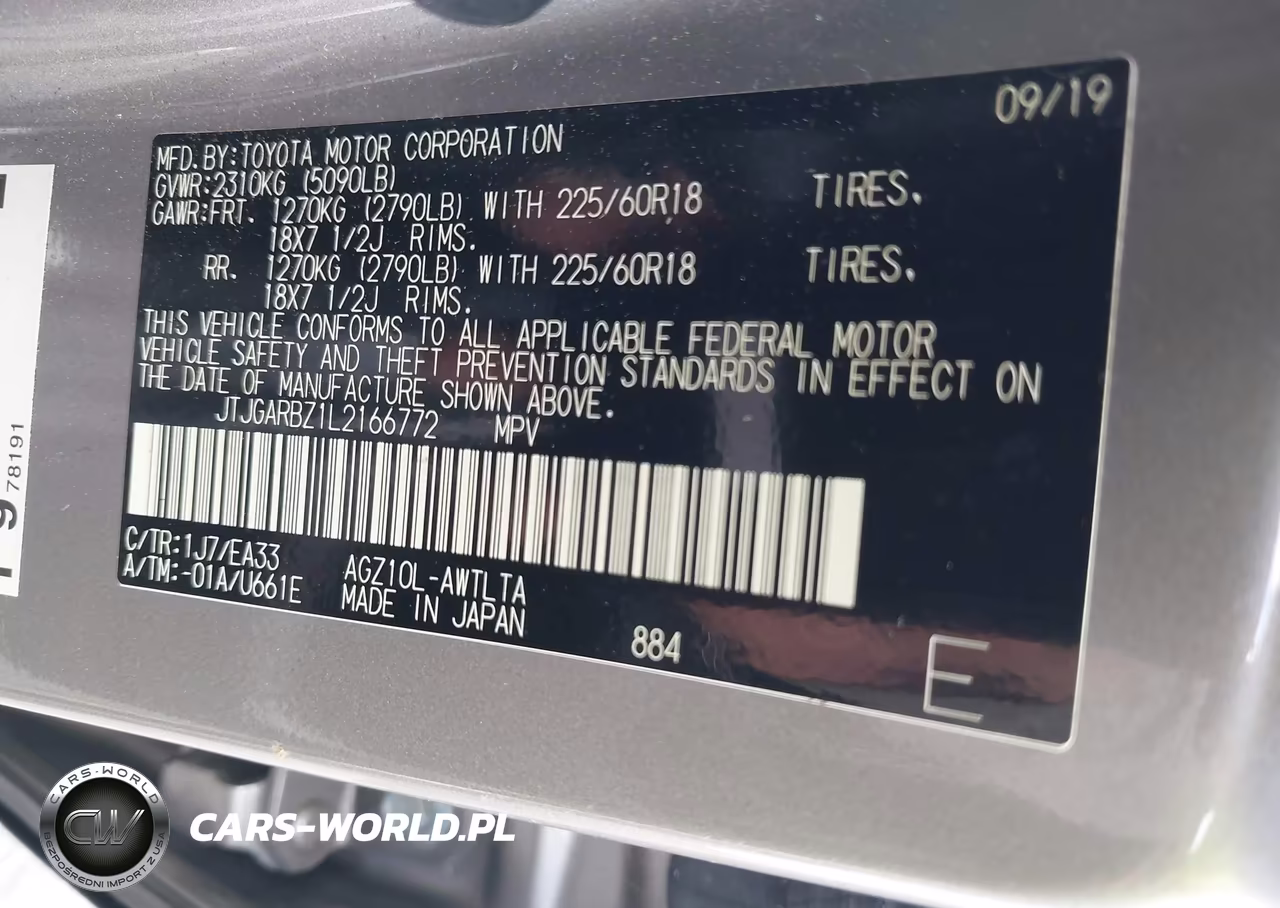 2020 Lexus Nx 300 VIN:JTJGARBZ1L2166772 - 9