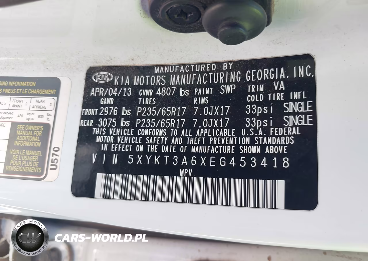 2014 Kia Sorento Lx VIN:5XYKT3A6XEG453418 - 9