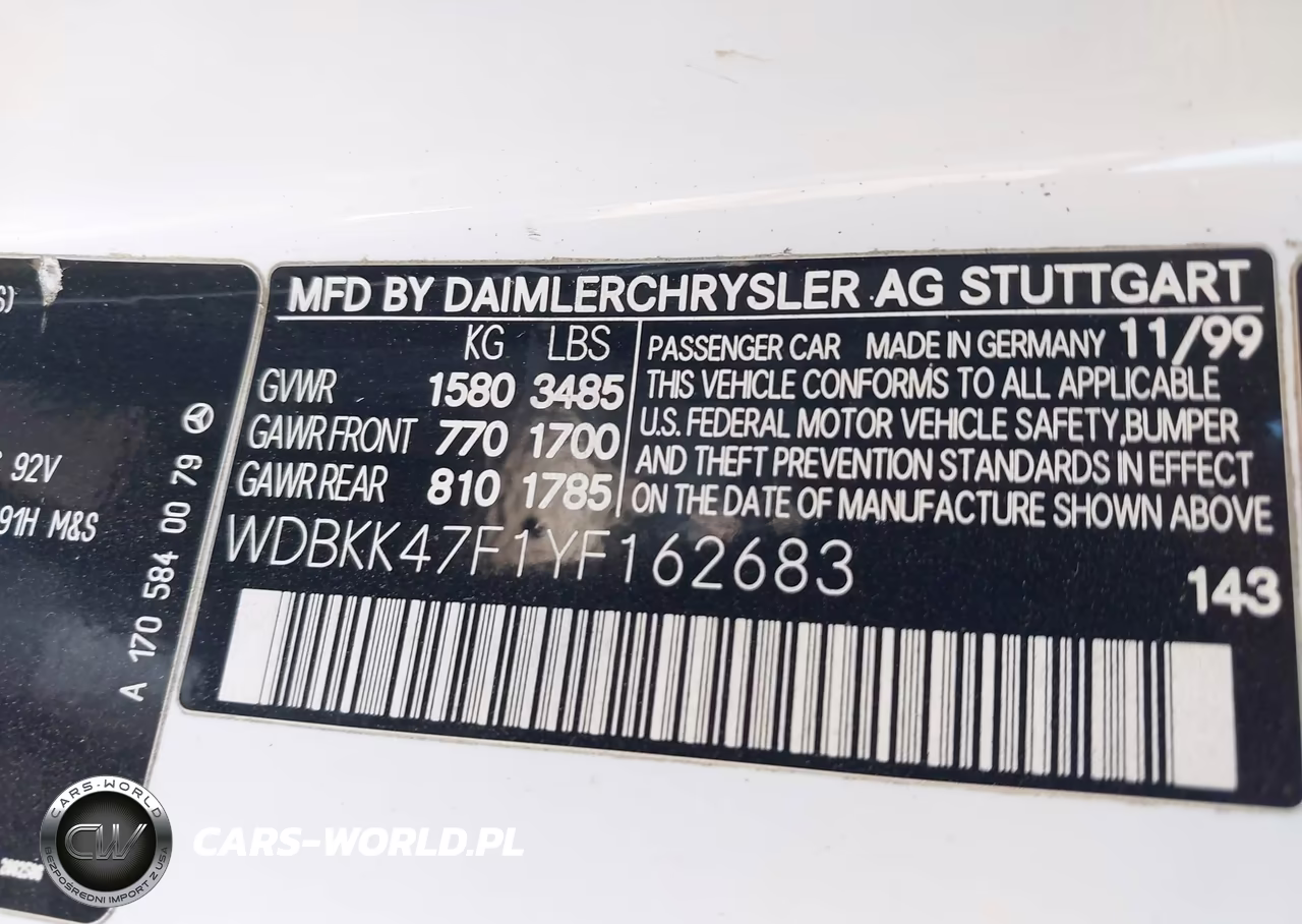 2000 Mercedes-Benz Slk 230 Kompressor VIN:WDBKK47F1YF162683 - 9