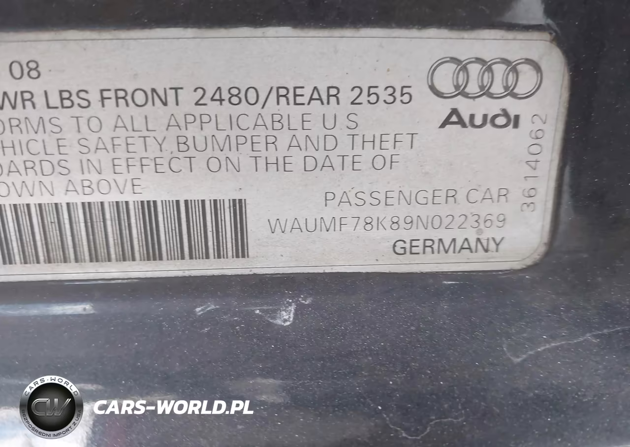 2009 Audi A4 Prestige VIN:WAUMF78K89N022369 - 9