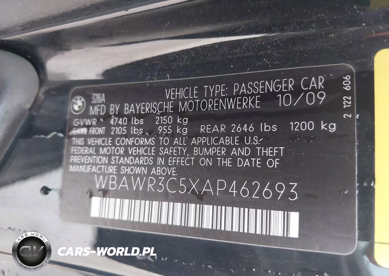 2010 BMW 328I VIN:WBAWR3C5XAP462693 - 9