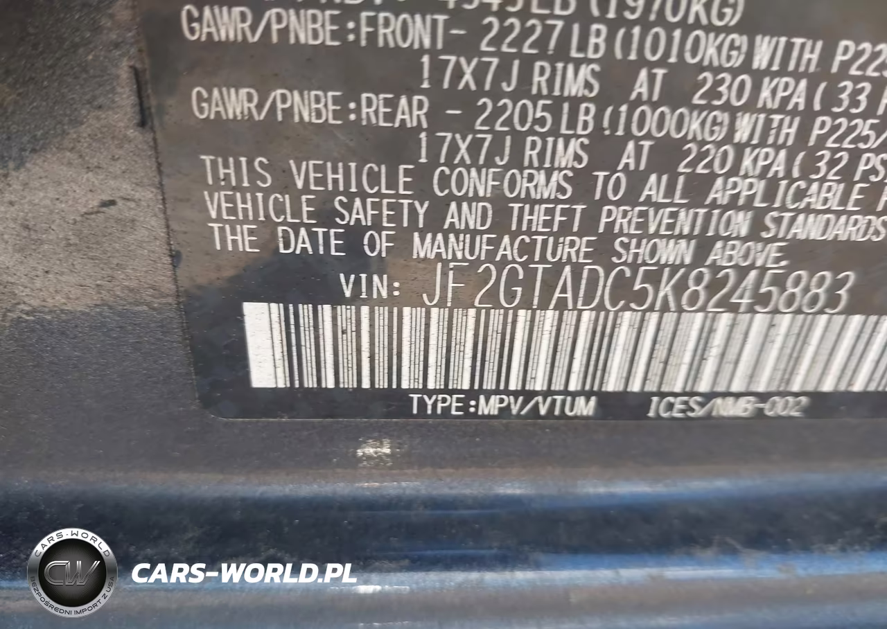 2019 Subaru Crosstrek 2.0I Premium VIN:JF2GTADC5K8245883 - 9