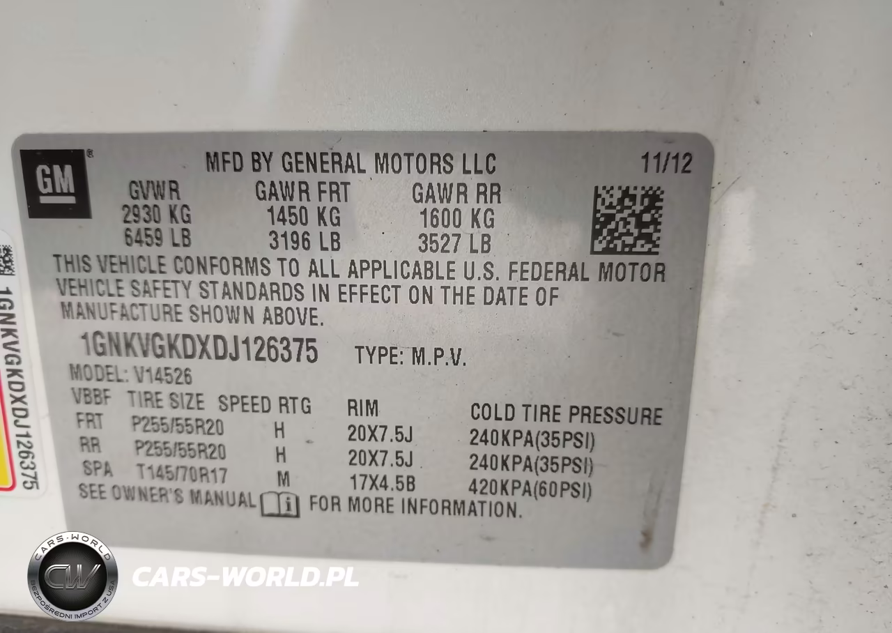 2013 Chevrolet Traverse Lt VIN:1GNKVGKDXDJ126375 - 9