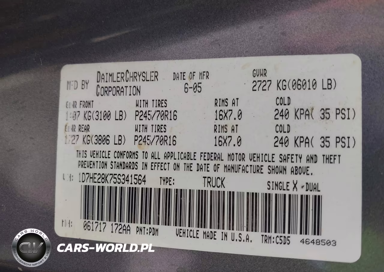 2005 Dodge Dakota St VIN:1D7HE28K75S341564 - 9