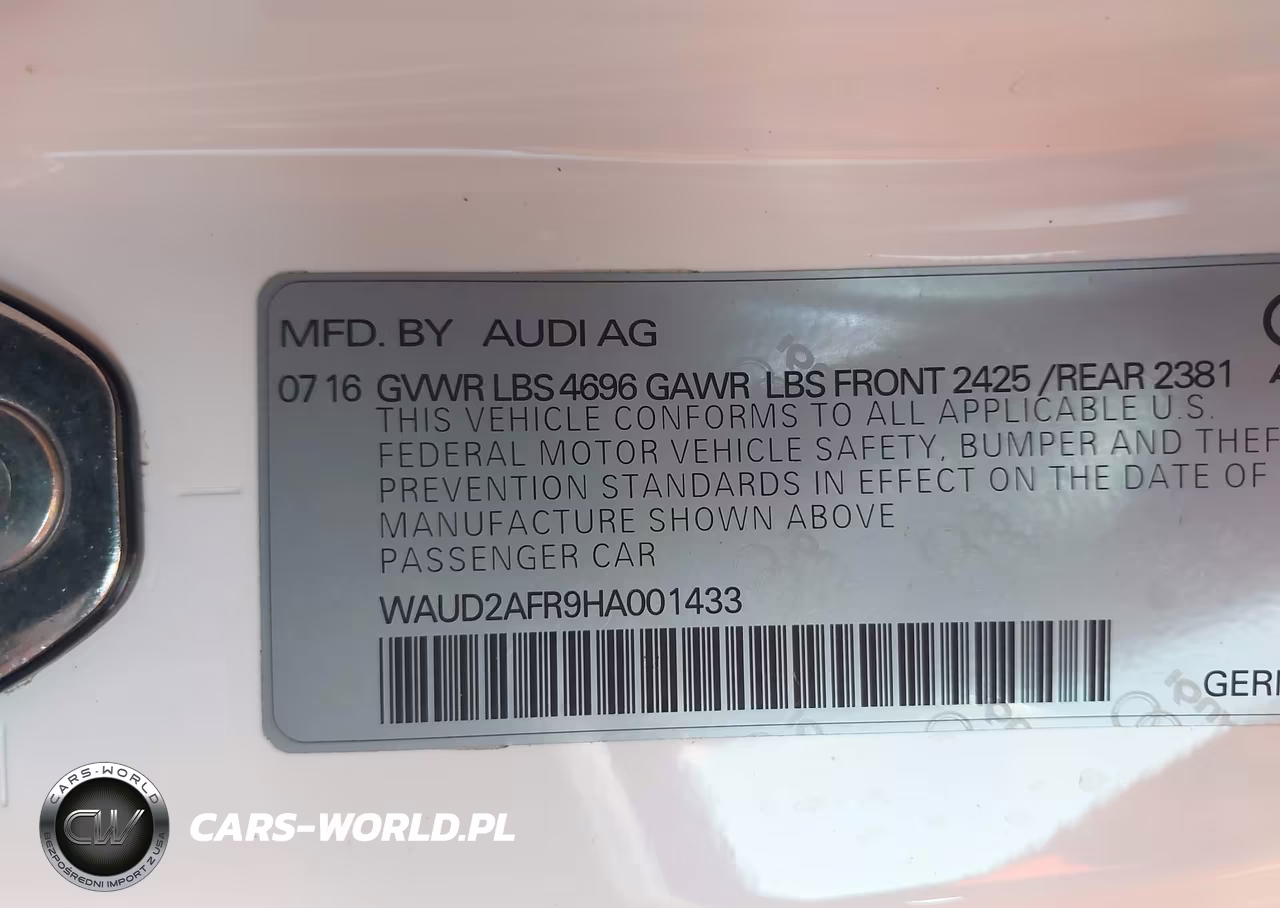 2017 Audi A5 2.0T Sport VIN:WAUD2AFR9HA001433 - 9