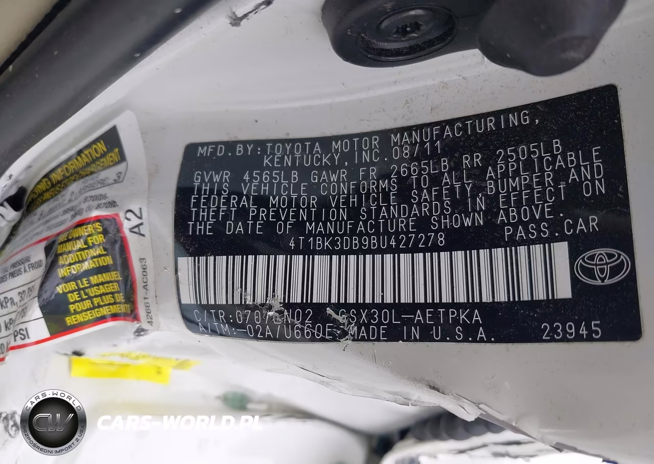 2011 Toyota Avalon Limited VIN:4T1BK3DB9BU427278 - 9