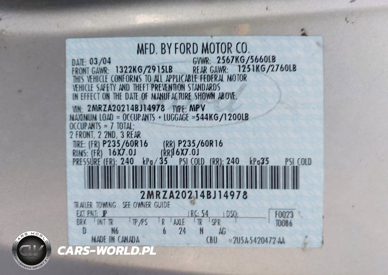 2004 Mercury Monterey VIN:2MRZA20214BJ14978 - 9