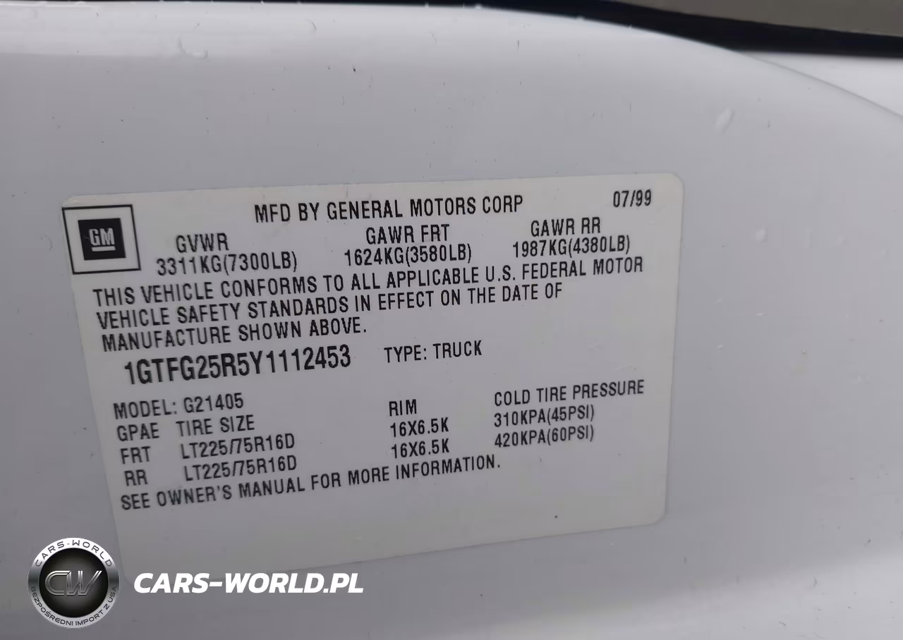 2000 GMC Savana Standard VIN:1GTFG25R5Y1112453 - 9