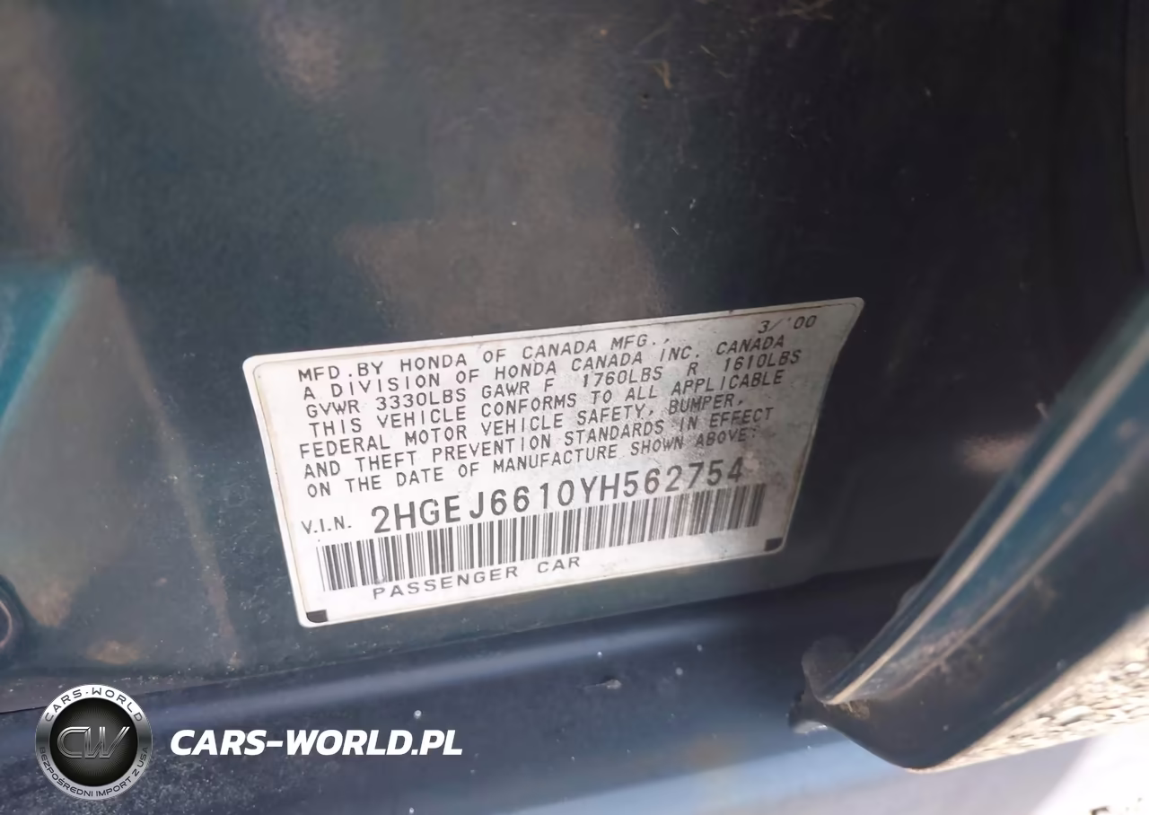 2000 Honda Civic Value Package VIN:2HGEJ6610YH562754 - 9