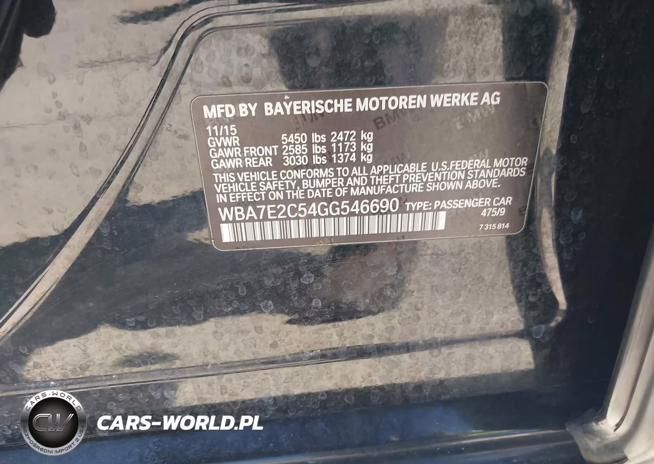 2016 BMW 740I VIN:WBA7E2C54GG546690 - 9