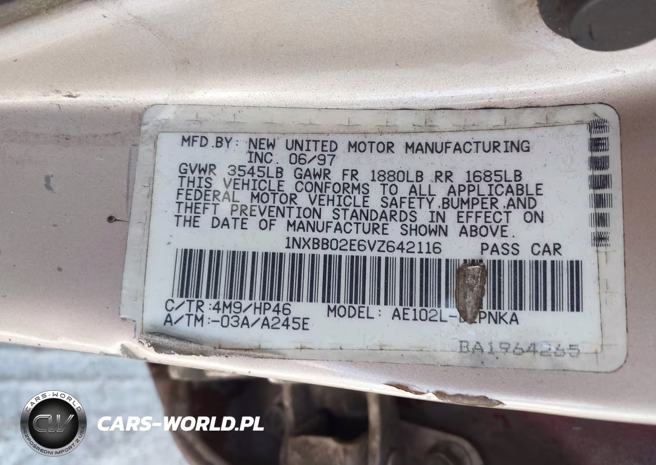 1997 Toyota Corolla Dx VIN:1NXBB02E6VZ642116 - 9