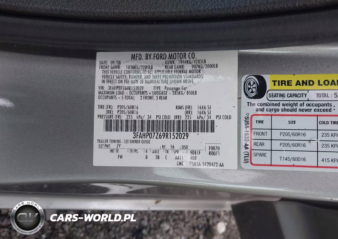 2009 Ford Fusion Se VIN:3FAHP07Z69R152029 - 9