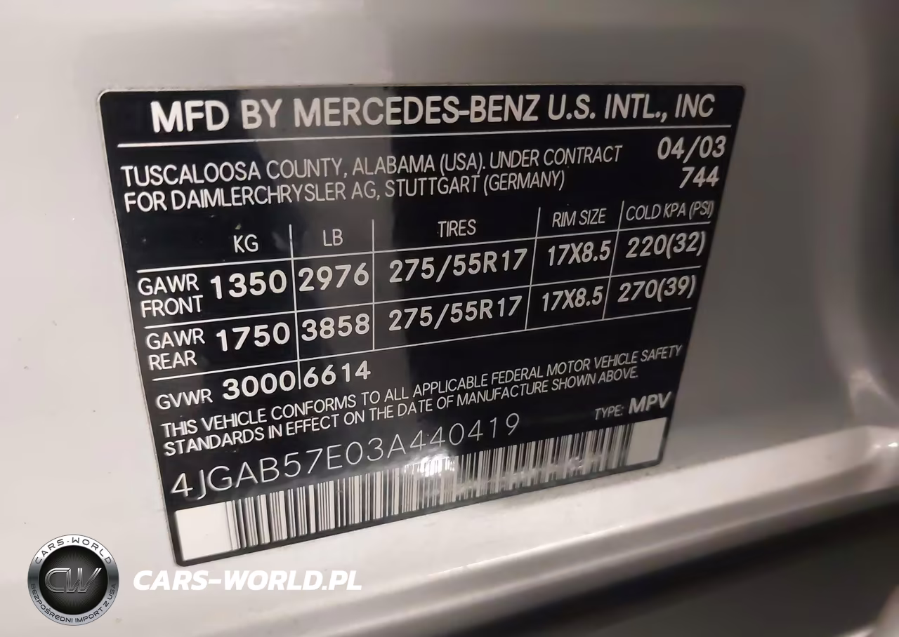 2003 Mercedes-Benz Ml 350 VIN:4JGAB57E03A440419 - 9