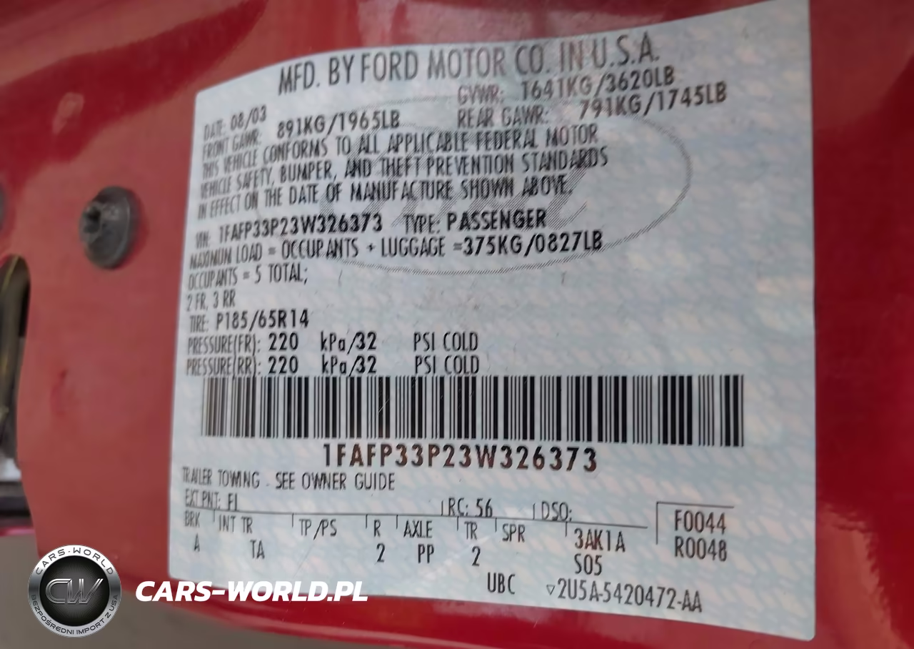 2003 Ford Focus Lx VIN:1FAFP33P23W326373 - 9