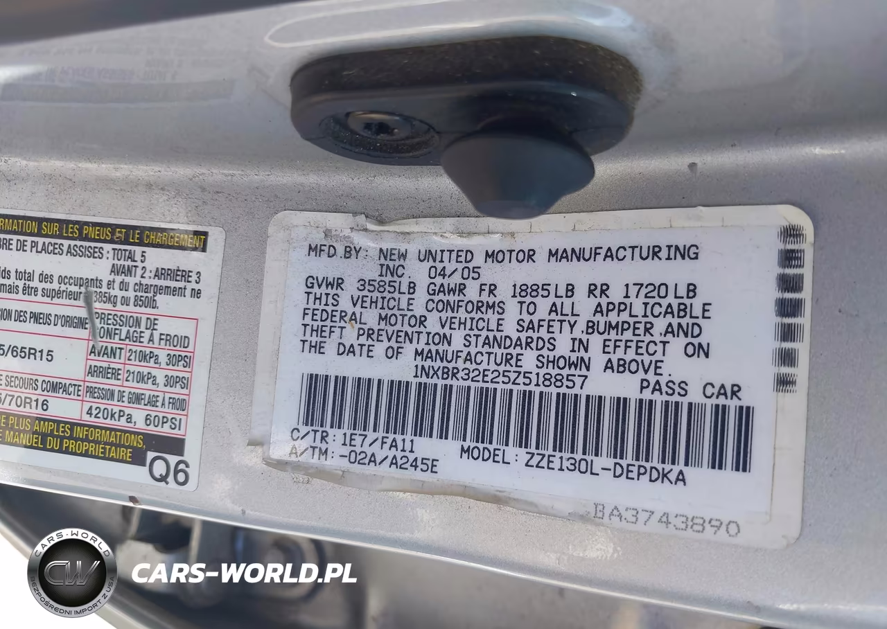 2005 Toyota Corolla Ce VIN:1NXBR32E25Z518857 - 9
