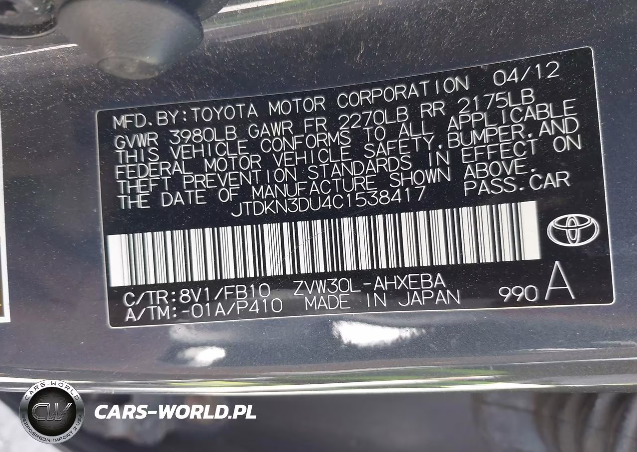 2012 Toyota Prius Two VIN:JTDKN3DU4C1538417 - 9