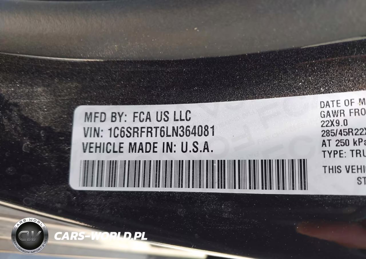 2020 Ram 1500 VIN:1C6SRFRT6LN364081 - 9