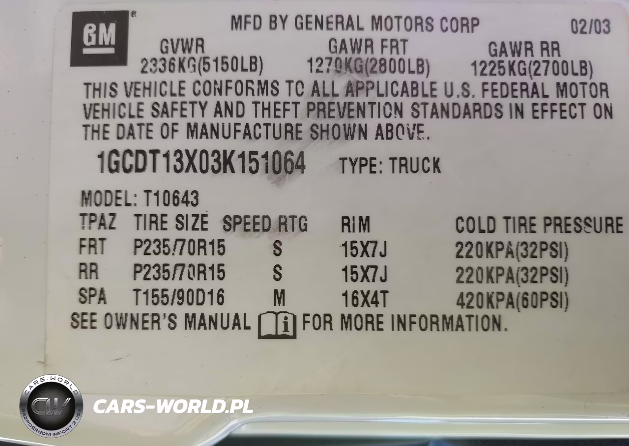 2003 Chevrolet S Truck S10 VIN:1GCDT13X03K151064 - 9
