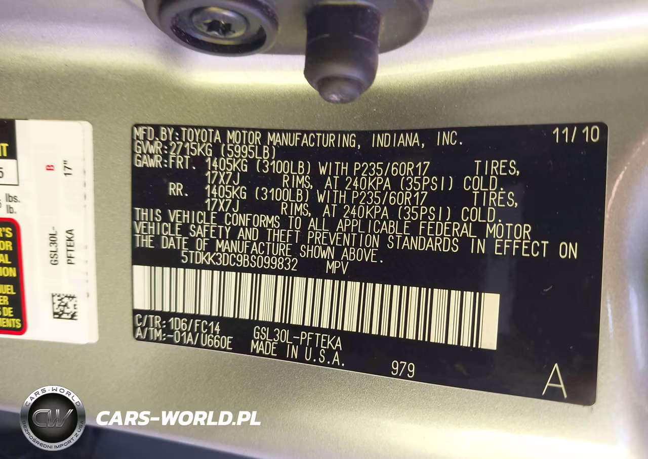 2011 Toyota Sienna Le V6 Auto Access Seat VIN:5TDKK3DC9BS099832 - 9