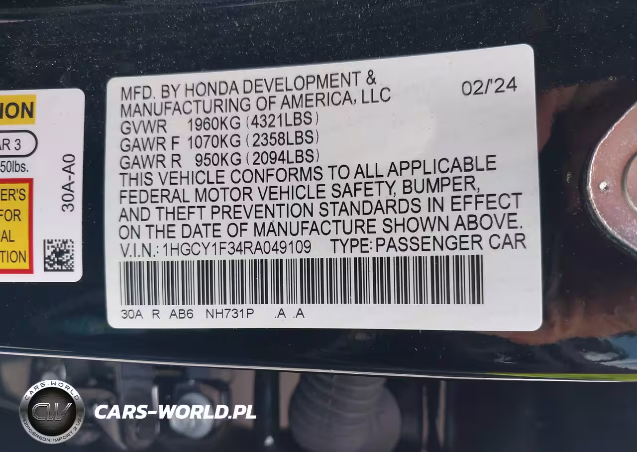 2024 Honda Accord Ex VIN:1HGCY1F34RA049109 - 9