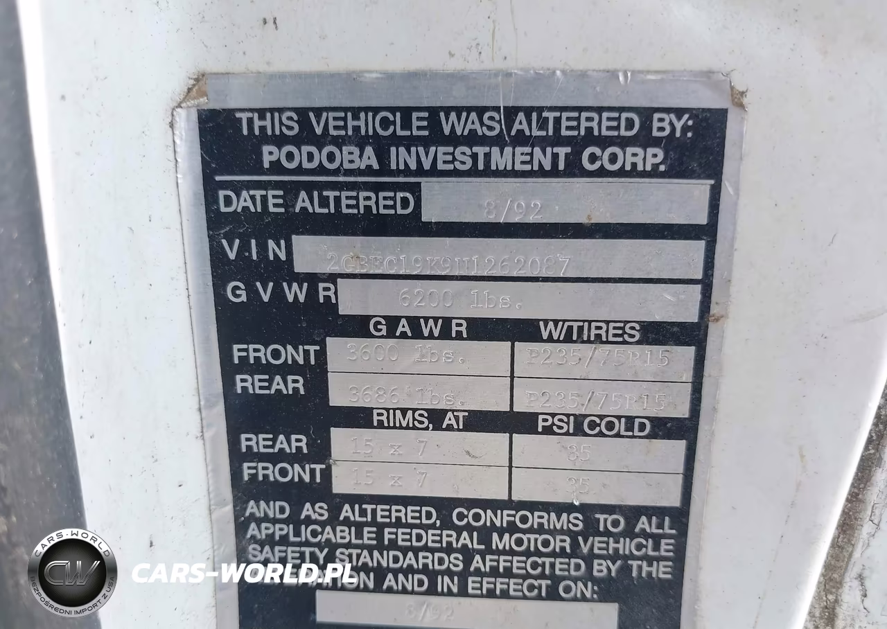 1992 Chevrolet Gmt-400 C1500 VIN:2GBEC19K9N1262087 - 9